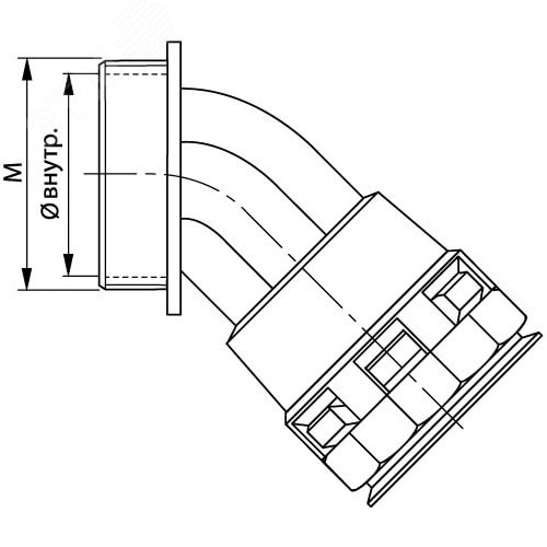 Монтажный комплект муфта 45 грд. труба-коробка DN 36 мм, М40х1,5, полиамид, цвет черный - фото 2