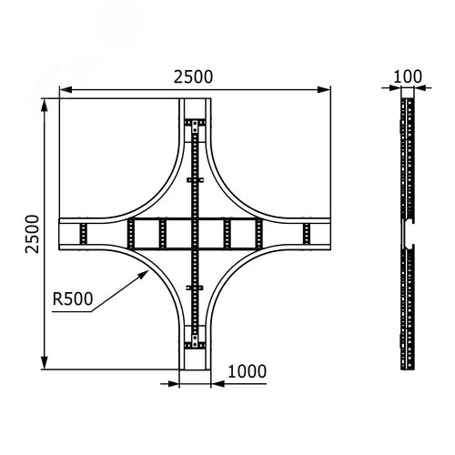Ответвитель Х-образный листовой 100х1000 цинк-ламельный - фото 2