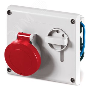 Розетка скрытой установки IP44 16А 3P+E 400В с механической блокировкой и верхним расположением разъема - фото 1