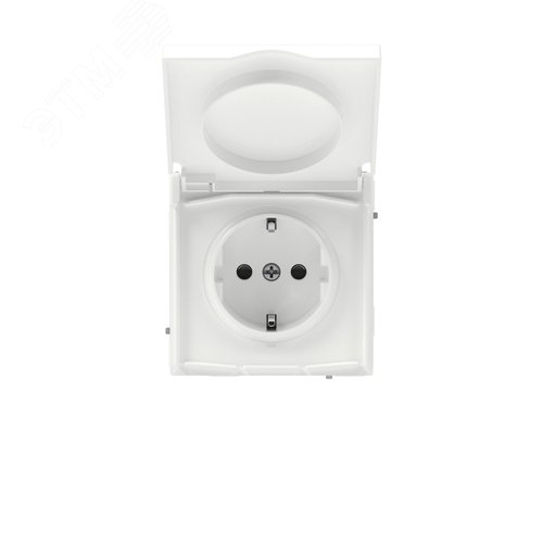 Розетка силовая, 2P+E, с з/ш, с крышкой, IP44, KANT, белая магнолия - фото 1