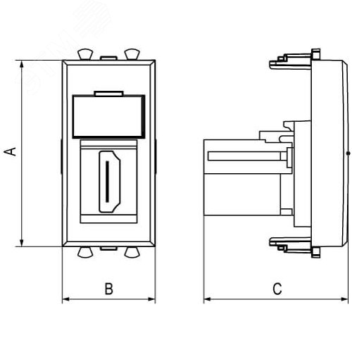 Avanti USB 3.0 розетка ''Черный квадрат'' модульная, тип А-А, 1 модульная - фото 6