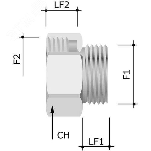 Переходник M20x1.5 наружная резьба/ M25x1.5 внутренняя резьба - фото 3