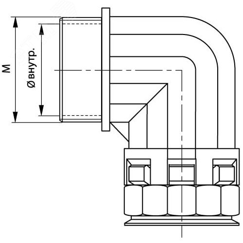 Монтажный комплект муфта 90 грд. труба-коробка DN 23 мм, М25х1,5, полиамид, цвет черный - фото 2