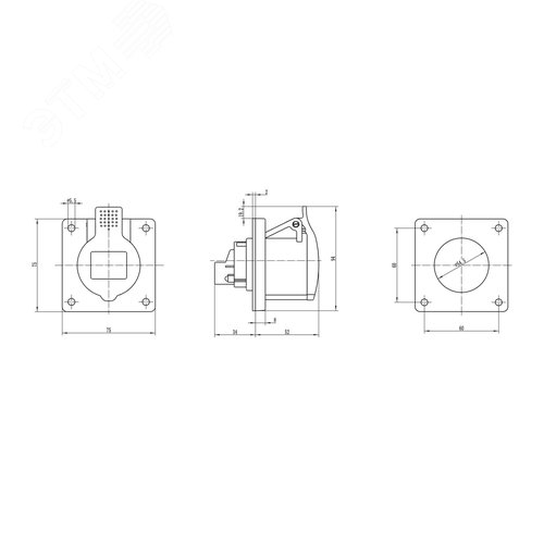 Розетка кабельная скрытой установки IP44 16A 3P+E+N 400V - фото 4