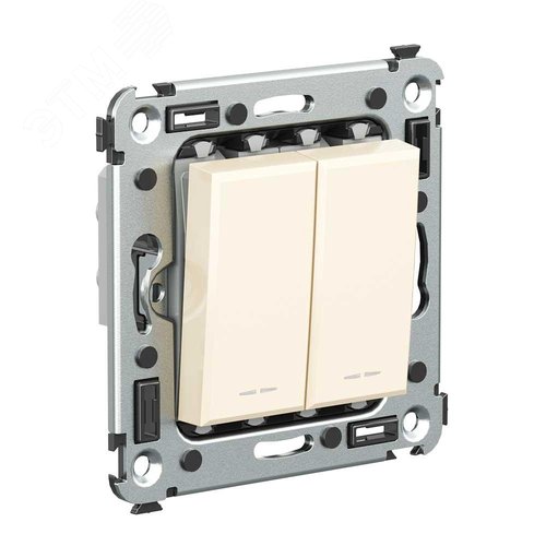 Avanti Инвертор двухклавишный в стену Ванильная   дымка (Переключатель сх. 7+7) - фото 2