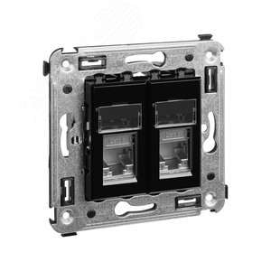 Avanti Розетка RJ-45 в стену, кат.6 двойная экранированная, ''Черный квадрат'' - фото 2