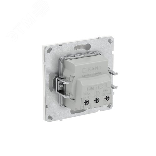 Розетка силовая, 2P+E, с заземлением без з/ш,     KANT, белая магнолия - фото 5