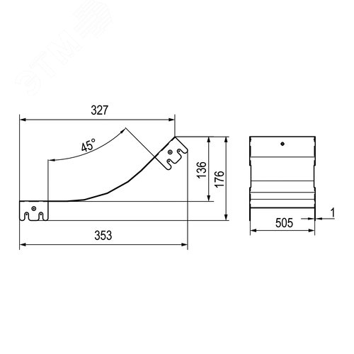 Крышка на угол вертикальный внутренний 45 градусов, 80х500 R300, горячеоцинкованная в комплекте с крепежными элементами исоединительными пластинами, необходимыми для монтажа - фото 2
