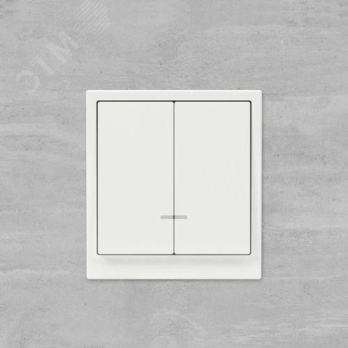 Выключатель двухклавишный с подсветкой, KANT, белая магнолия - фото 7