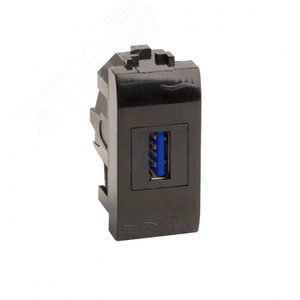 Изображение товара Розетка USB 3.0 Brava черная 1 модуль (шт)