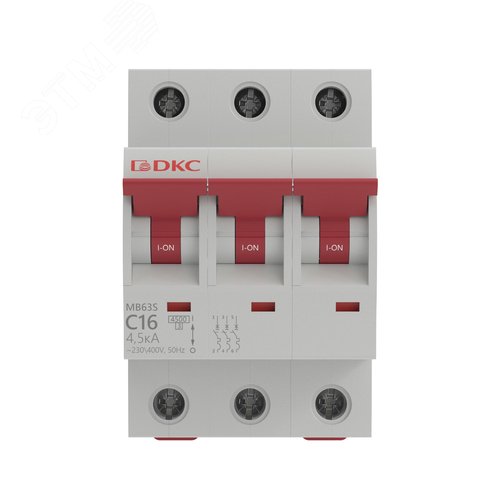 Модульный автоматический выключатель YON MB63, 3P,характеристика C, 16A, 6kA - фото 2
