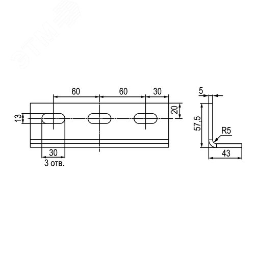 Уголок крепежный 180 мм - фото 2