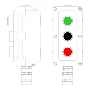 Изображение товара Пост управления взрывонепроницаемый из алюминия LCSD-03-B-MC-L1G(220)x1-P1B(11)x1-P1R(11)x1-PCMB-KA3MHK (шт)
