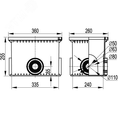 Колодец смотровой для двустенных труб 335х240х255 (50-125 мм) - фото 4