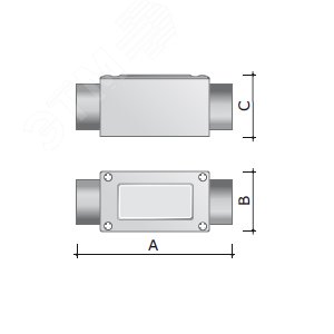 Коробка протяжная алюминиевая 2 ввода 180 градусов М32х1.5 IP55 146х45х57мм 6030-32A DKC - 3