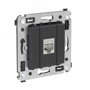 Avanti Компьютерная розетка RJ-45 без шторки в стену, кат.5e одинарная экранированная,  Черный матовый - фото 2