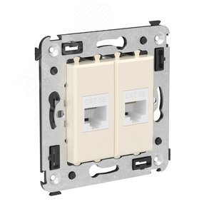 Avanti Компьютерная розетка RJ-45 без шторки в стену, кат.5е двойная,  Ванильная дымка - фото 2