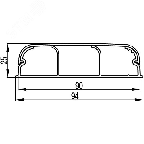 Кабель-канал 90x25 плинтусный треxсекционный с крышкой IN-Liner FRONT - фото 4