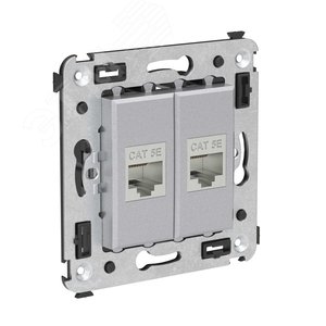 Avanti Компьютерная розетка RJ-45 без шторки в стену, кат.5e двойная экранированная,  Закаленная сталь - фото 2