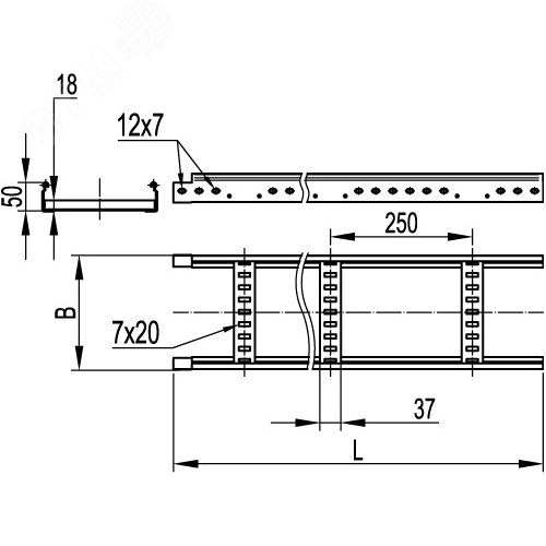 Лоток лестничный 50х600 L=3000мм горячеоцинкованный - фото 2