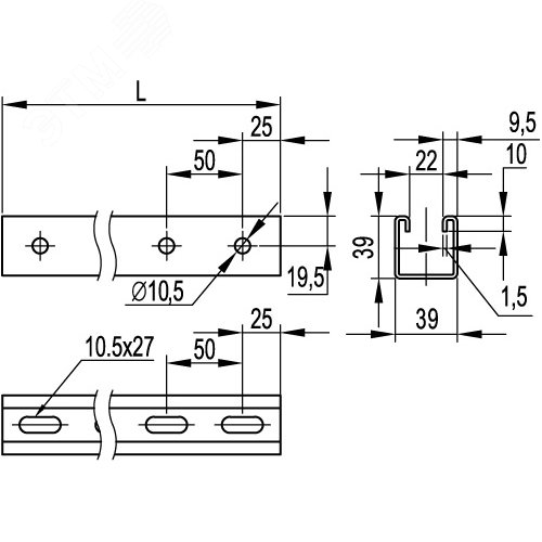 Профиль С-образный 41х41 L700 толщина 1.5 мм - фото 2
