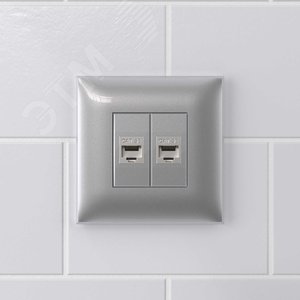 Avanti Компьютерная розетка RJ-45 без шторки в стену, кат.5e двойная экранированная,  Закаленная сталь - фото 5
