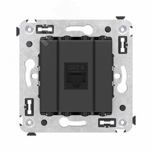 Avanti Компьютерная розетка RJ-45 без шторки в стену, кат.6 одинарная,  Черный матовый - фото 1