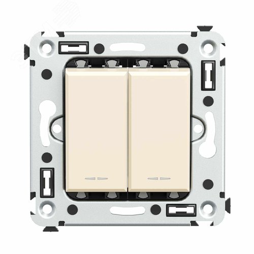 Avanti Инвертор двухклавишный в стену Ванильная   дымка (Переключатель сх. 7+7) - фото 1