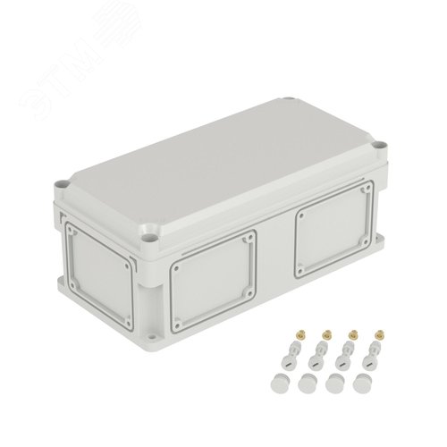 Корпус IP66/IP67, 400х200х160 мм, без МП, с фланцами, непрозрачная крышка H= 35 мм - фото 1