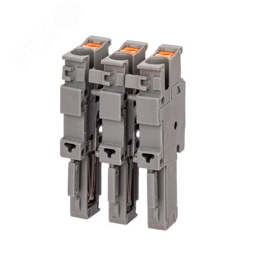 Клемма вставная наборная "правая", зажим push- n, 1 точка подключения, 2.5 кв.мм, серая - фото 2