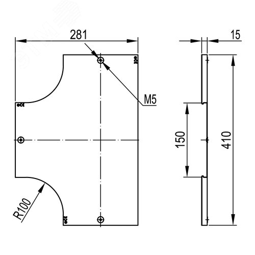 Крышка на ответвитель DPT Т-образный горизонтальный осн.150, горячеоцинкованная в комплекте с метизами и пластинами PTCE - фото 3