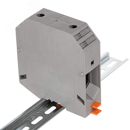 Клемма проходная, винтовой зажим, 2 точки подключения, 150 кв.мм, серая - фото 1