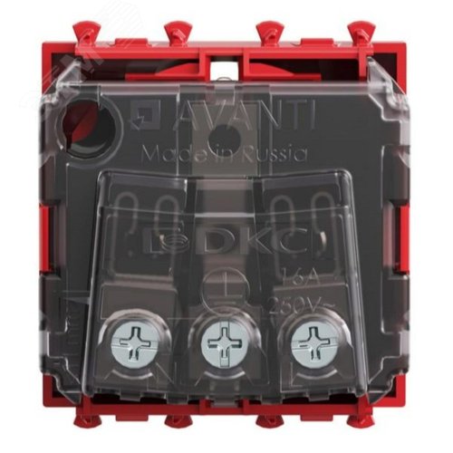 Avanti Розетка ''Красный квадрат'', 2P+E, с защитными шторками, 2 модульная - фото 3