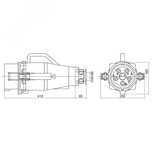 Вилка кабельная CP IP67 400А 3P+E+N 690В - фото 2