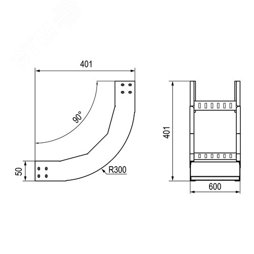Угол вертикальный внутренний 90 градусов 50х600 R300 цинк-ламельный в комплекте крепежные элементы соединительные пластины - фото 2