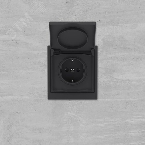 Розетка силовая, 2P+E, с з/ш, с крышкой, IP44, KANT, черный уголь - фото 6