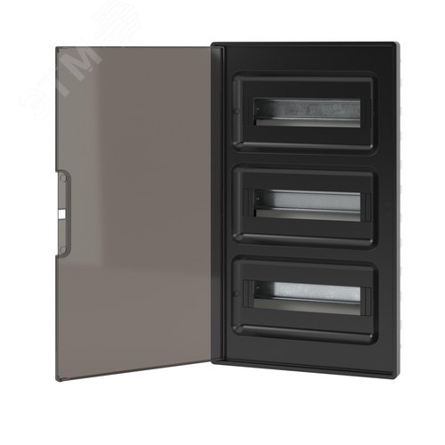 Щиток 36 мод встраиваемый Фрейм (FRAME), черный, с тонированной дверцей, с 4 шинами PEN (2шт на 8 отв. и 2шт на 10 отв.) - фото 3