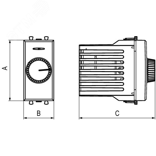 Диммер поворотный модульный, Avanti, черный квадрат, 1 модуль - фото 6