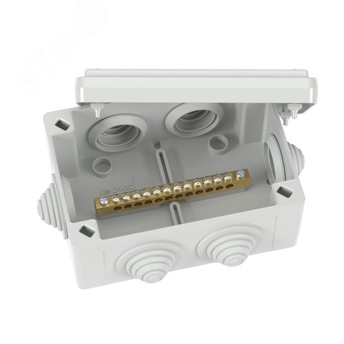 Изображение товара Коробка уравнивания потенциалов 12 зажимов 6 вводов, 25 мм 120х80х50 мм IP55 (шт)