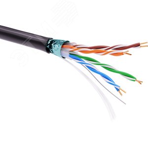 Изображение товара Витая пара F/UTP 4 пары CAT 5E светостабилизированный PE черный катушка 305м (м)