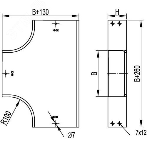 Ответвитель DPT Т-образный горизонтальный 80х80 в комплекте крепежные элементы соединительные пластины - фото 2