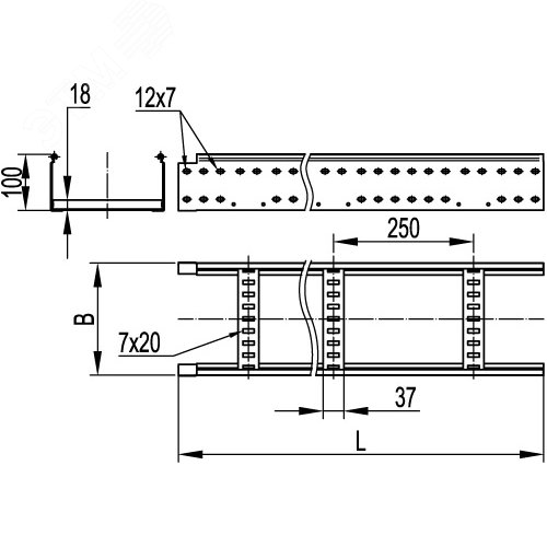 Лоток лестничный 100х400 L=3000мм горячеоцинкованный - фото 2