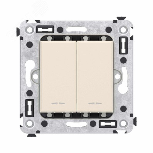 Avanti Переключатель двухклавишный в стену, ''Ванильная дымка'' - фото 1