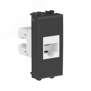 Avanti Телефонная розетка RJ-12 без шторки модульная, Черный матовый, 1 модуль - фото 2