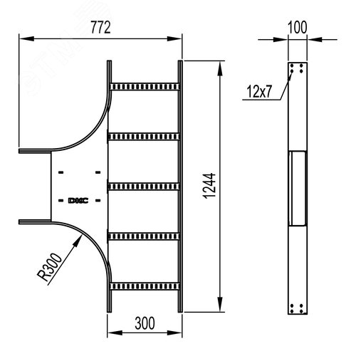 Ответвитель Т-образный 100х300 R300 лонжерон 1,5 мм в комплекте крепежные элементы соединительные пластины - фото 2