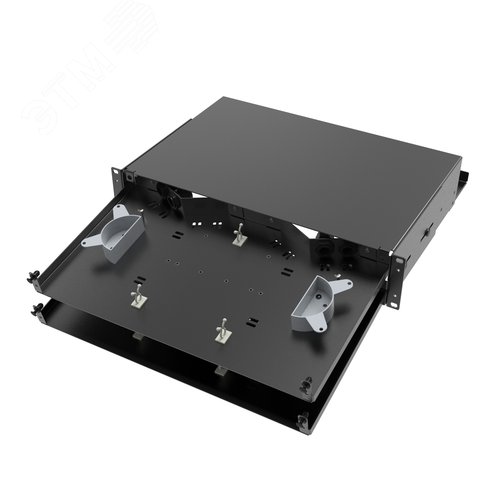 Оптическая полка выдвижная без лицевой панели неукомплектованная 2U черная - фото 2