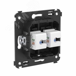 Avanti Компьютерная розетка RJ-45 без шторки в стену, кат.6 двойная,  Черный матовый - фото 3