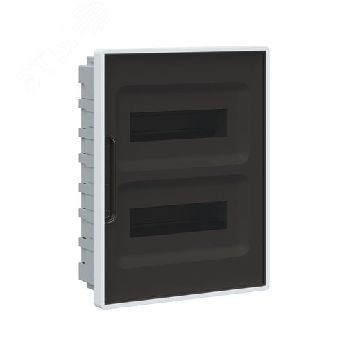 Изображение товара Щиток 24 мод встраиваемый для полых стен FRAME ЩРв-П-24, белый, с тонированной дверцей, с 4 шинами PEN (2шт на 8 отв. и 2шт на 6 отв.) F24B3WD DKC (шт)