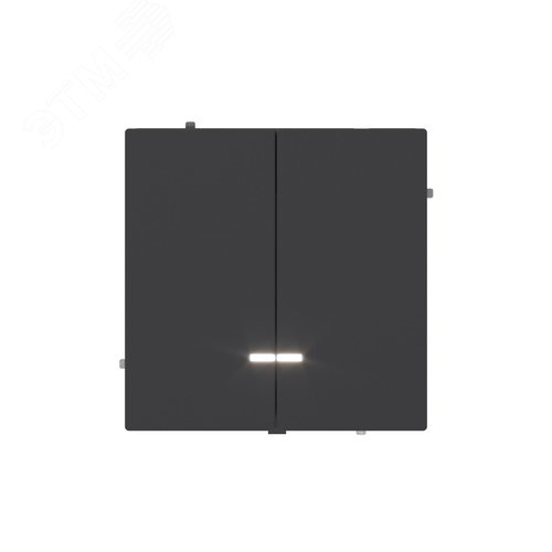Выключатель двухклавишный с подсветкой, KANT, черный уголь - фото 2
