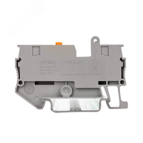 Клемма с размыкателем, зажим push-in, 2 точки подключения, 4 кв.мм, серая - фото 2